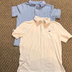 Vineyard Vines Boys Polo Tops in Light Blue and Cream